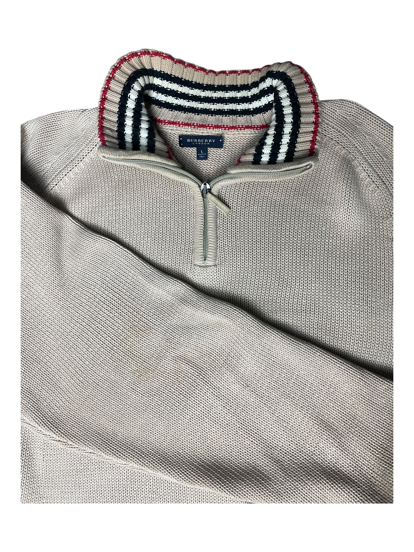 Burberry London Quarter Zip Knit Jumper Men's Size L