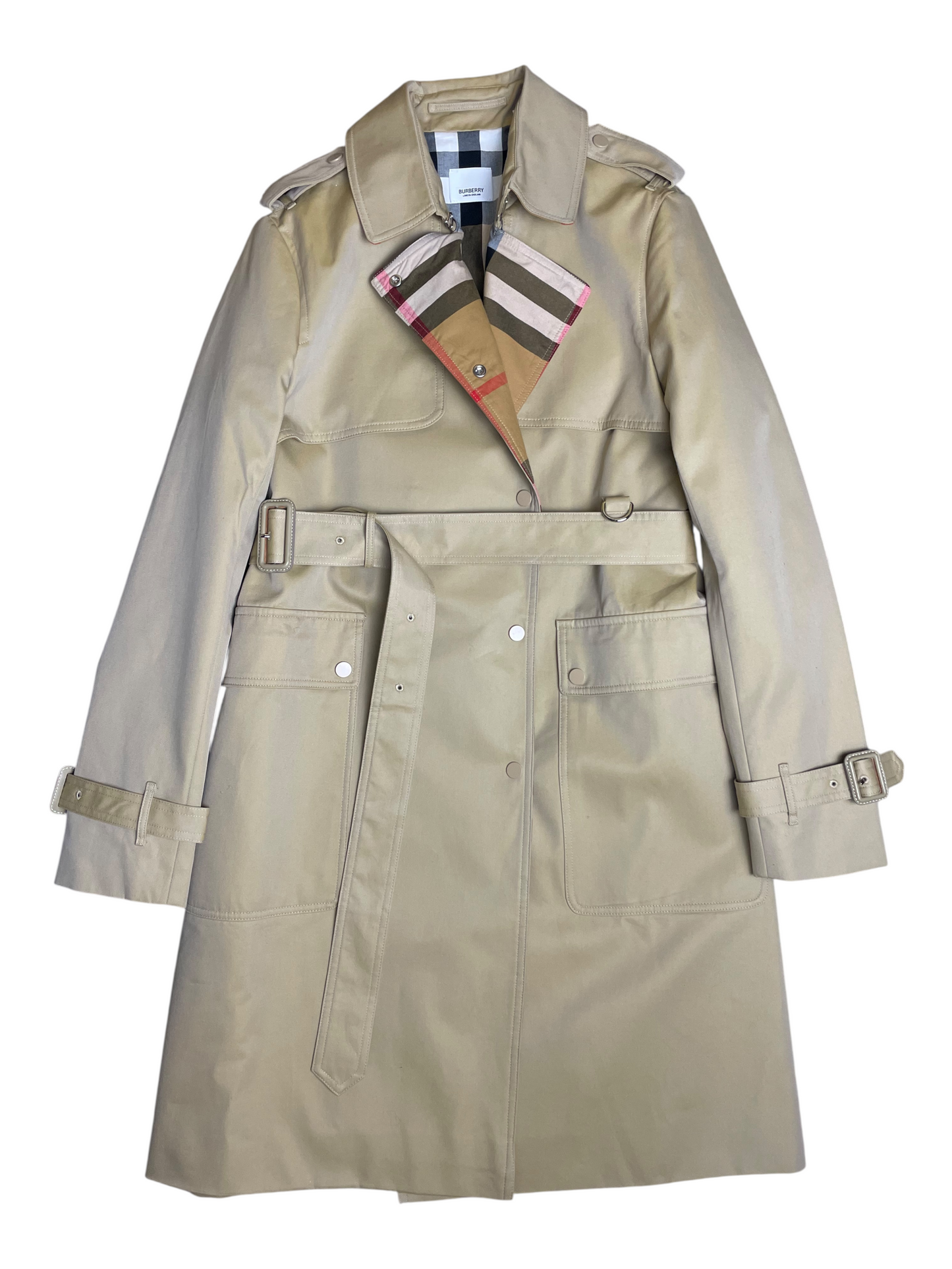 New Season Burberry Belted & Breasted Trench Coat Women's Size UK 8