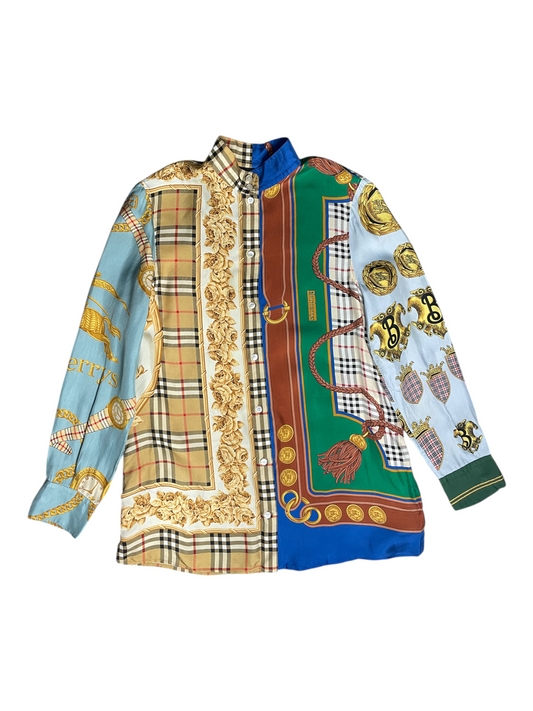 Burberry Silk Shirt With Detachable Scarf Women's Size UK 10