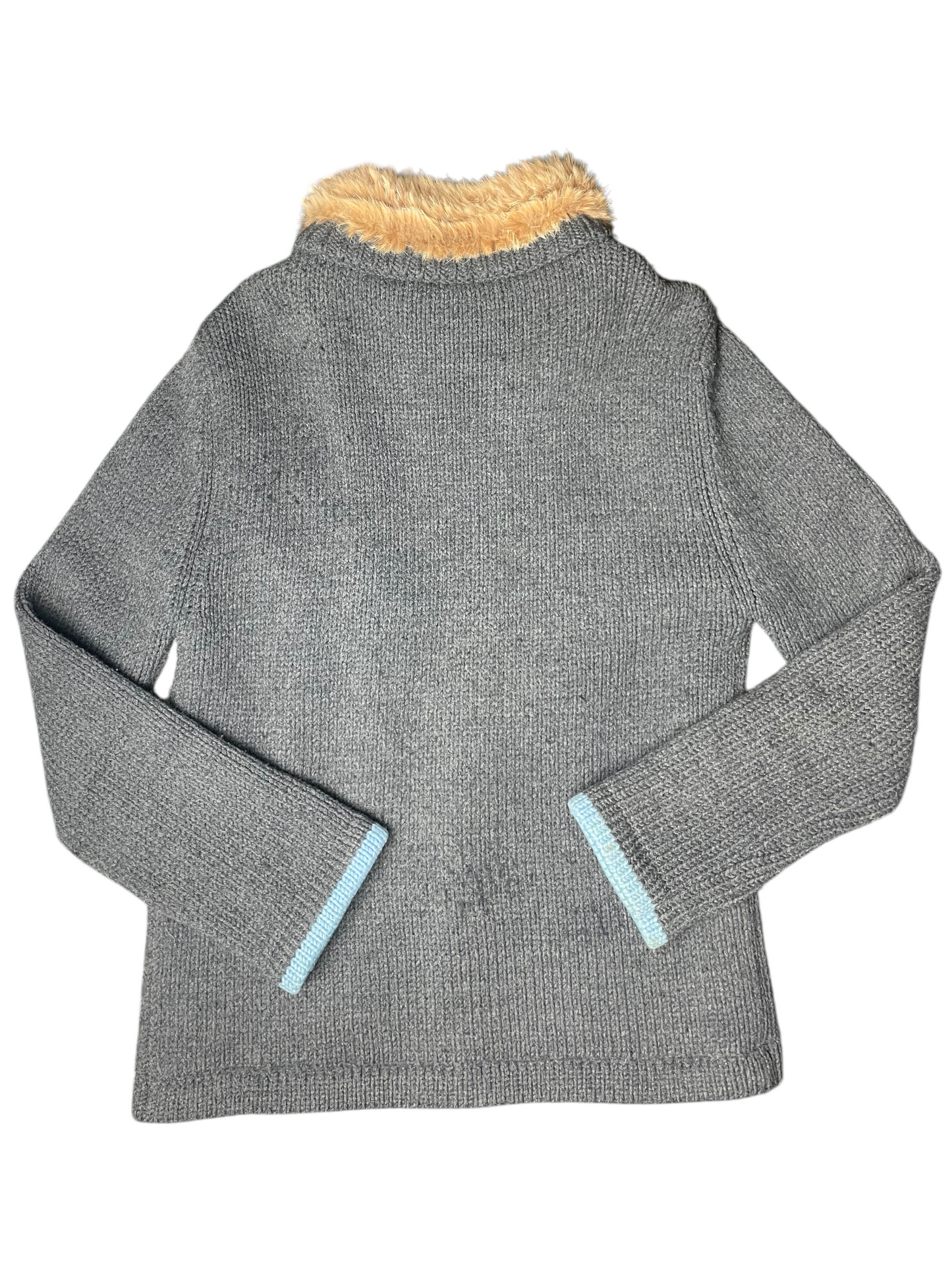 Burberry Zip Up Jumper, With Fur Collar Women's Size UK 10