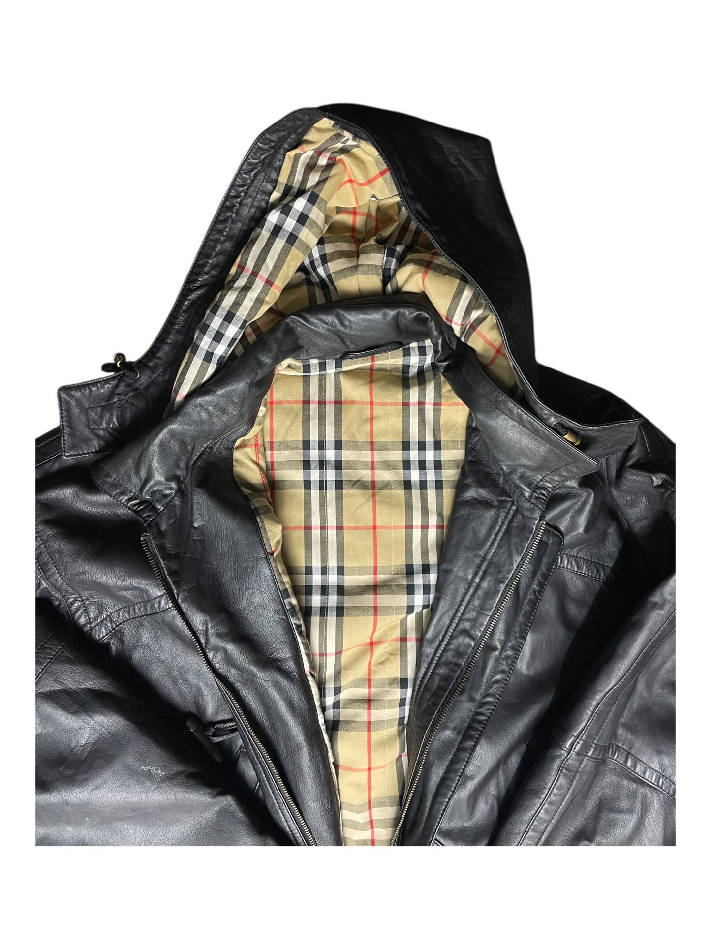 Burberry London Hooded Leather Jacket Men's Size XXL