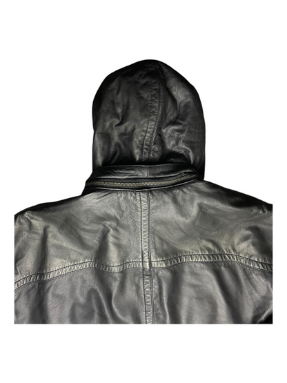 Burberry London Hooded Leather Jacket Men's Size XXL