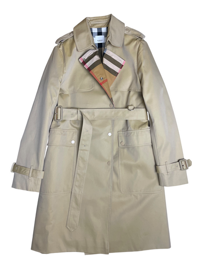 New Season Burberry Belted & Breasted Trench Coat Women's Size UK 8