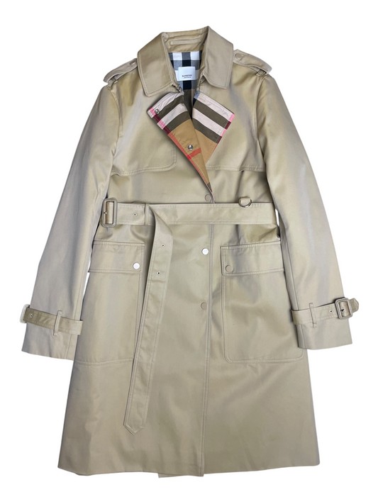 New Season Burberry Belted & Breasted Trench Coat Women's Size UK 8