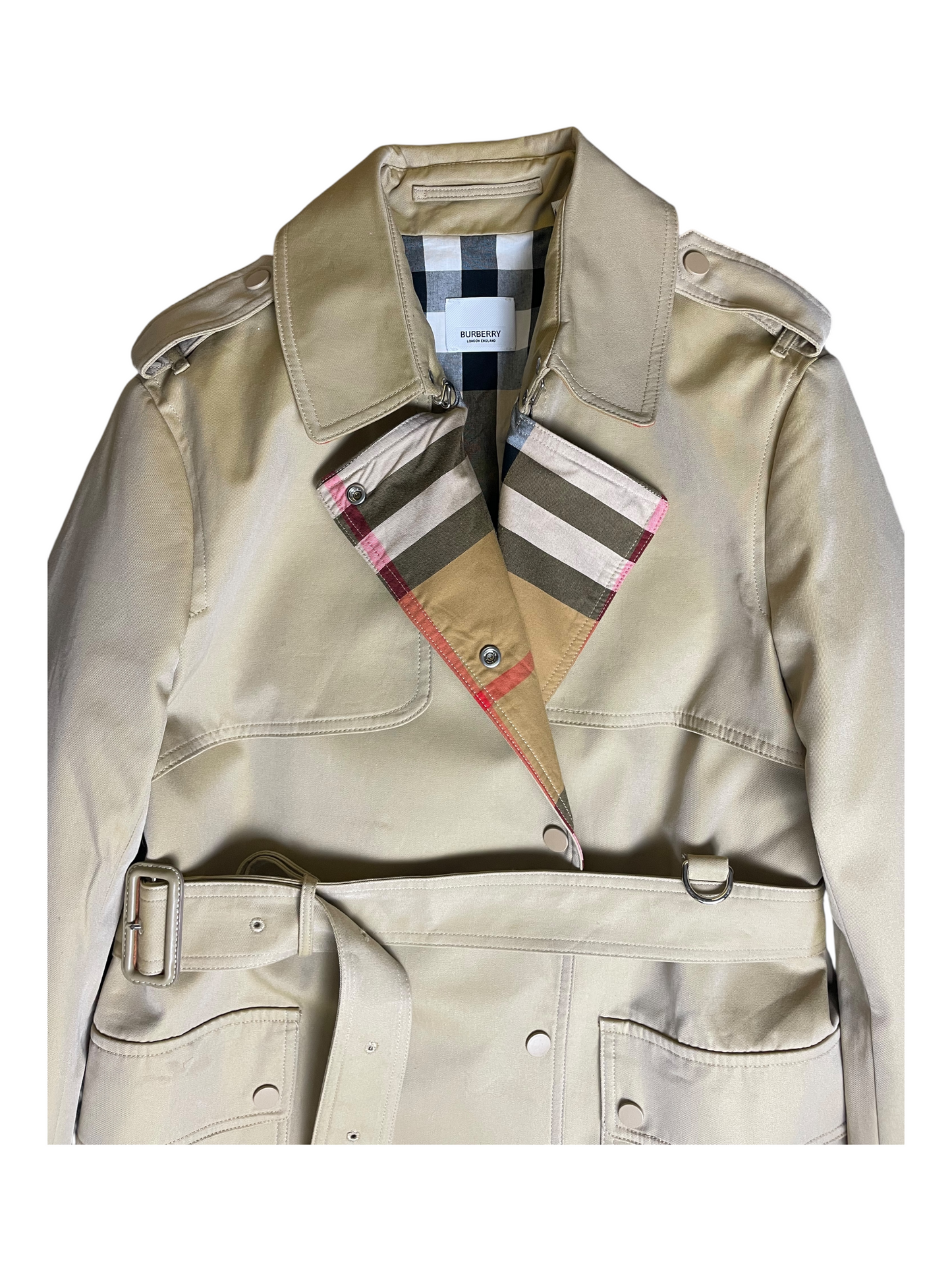 New Season Burberry Belted & Breasted Trench Coat Women's Size UK 8