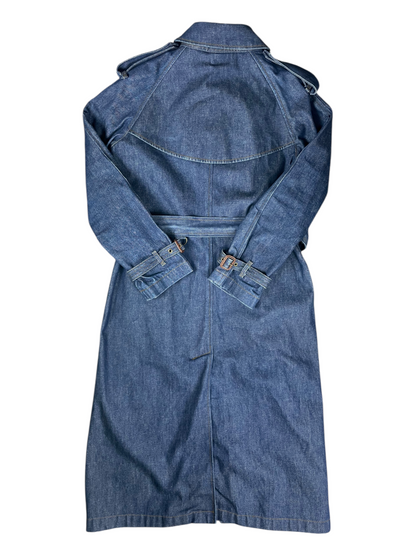 Burberry London Belted & Breasted Denim Trench Coat Women's Size UK 8
